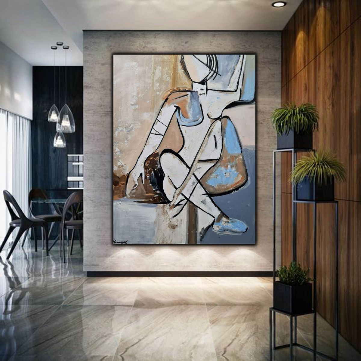 Abstract Figure Canvas Painting