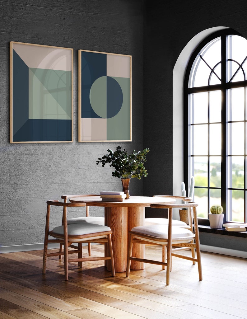 Muted Geometry Canvas Set