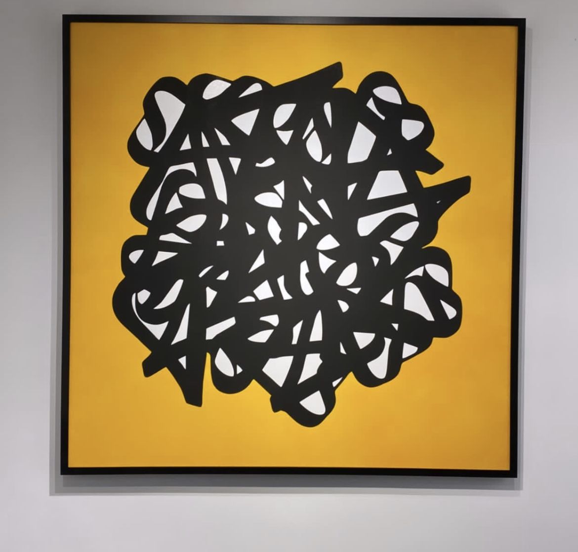 Abstract Black Yellow Calligraphy Canvas