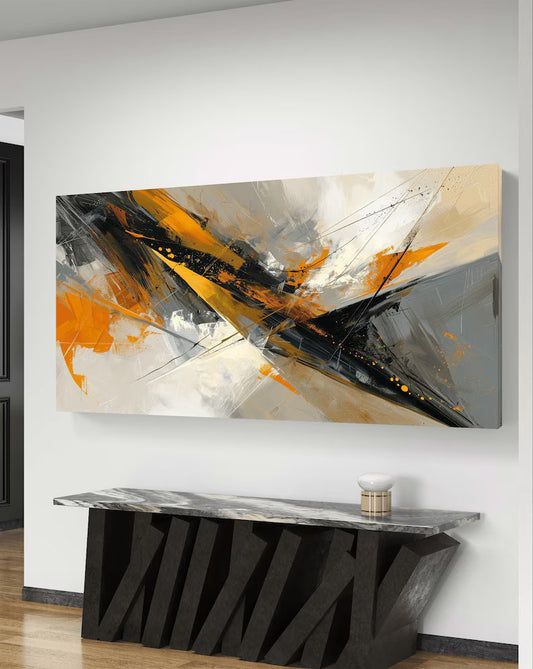Orange and Black Abstract Art