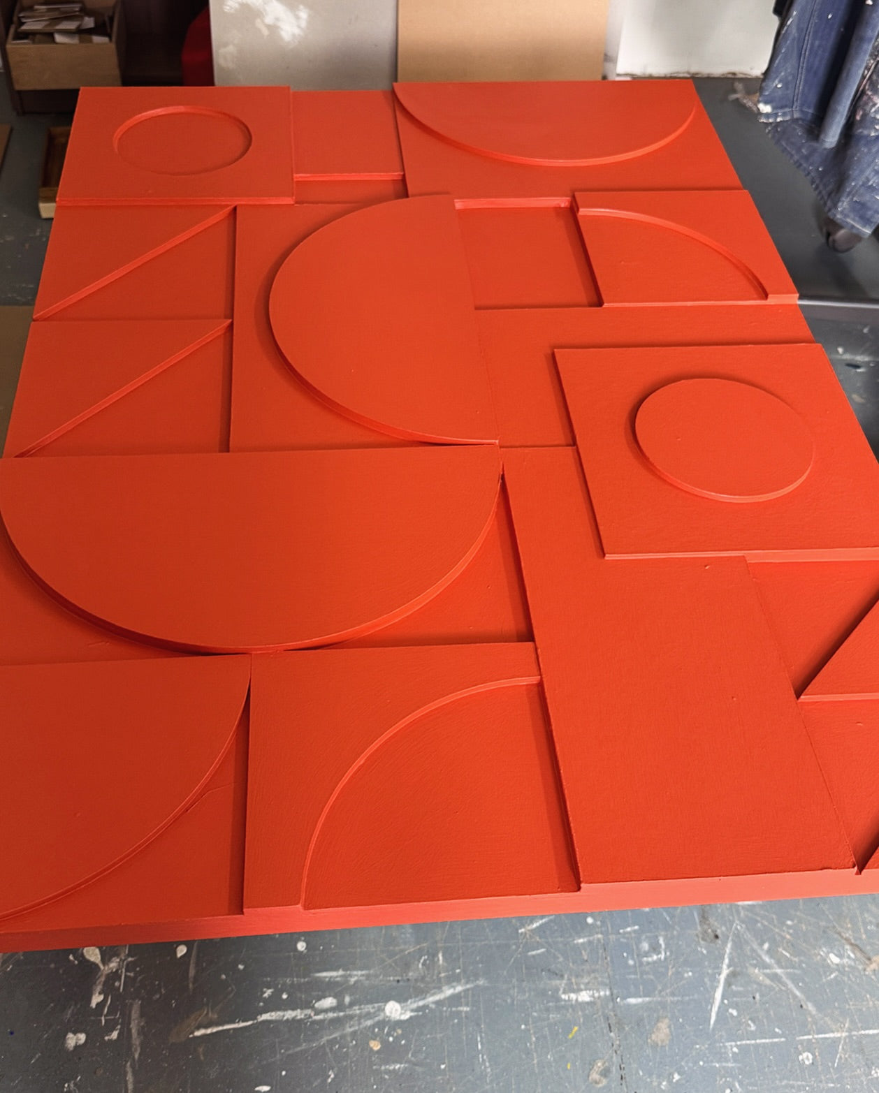 Crimson Grid 3D Wall Sculpture