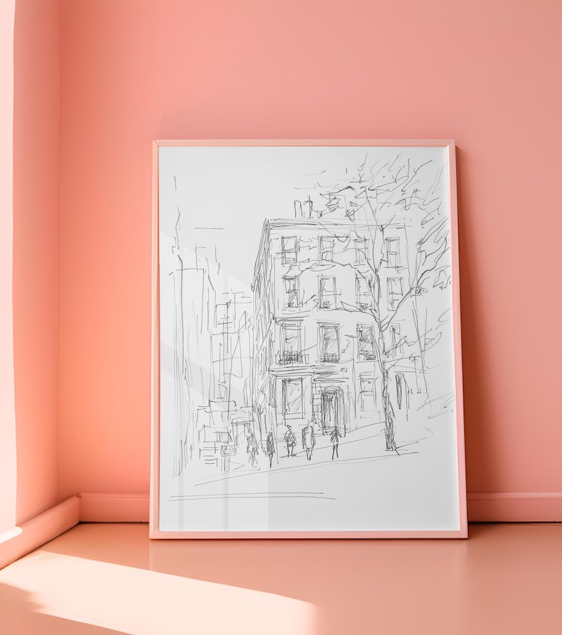Urban Street Sketch Canvas Painting