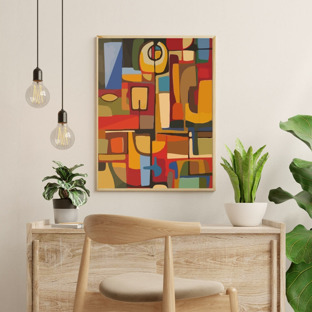 Vibrant Mosaic Canvas Painting