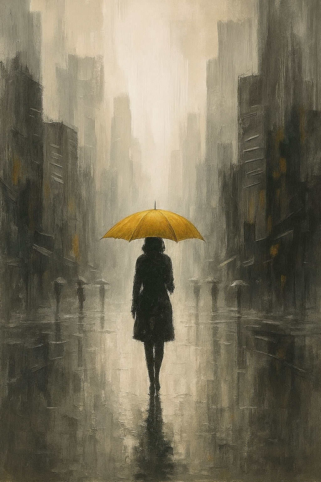 Golden Umbrella Canvas Painting