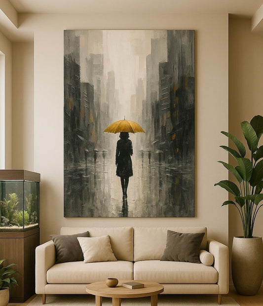 Golden Umbrella Canvas Painting