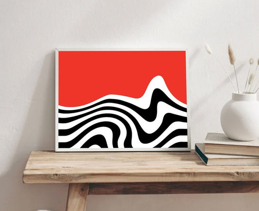 Monochrome Wave Canvas Painting
