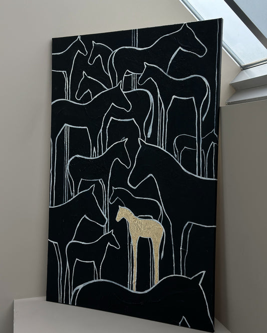 Golden Outlier Canvas Painting