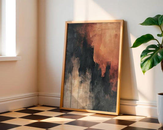 Rust and Charcoal Abstract Digital Canvas Print