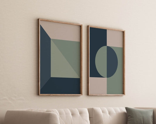 Muted Geometry Canvas Set