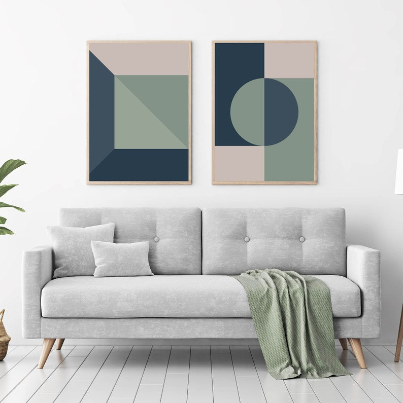 Muted Geometry Canvas Set