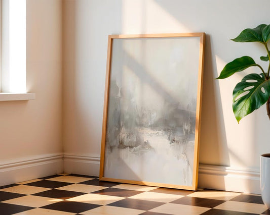 Soft Gray Abstract Digital Canvas Print