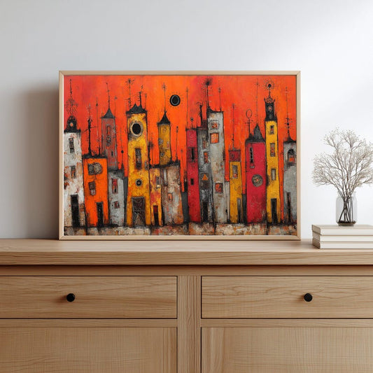 Sunset Skyline Canvas Painting