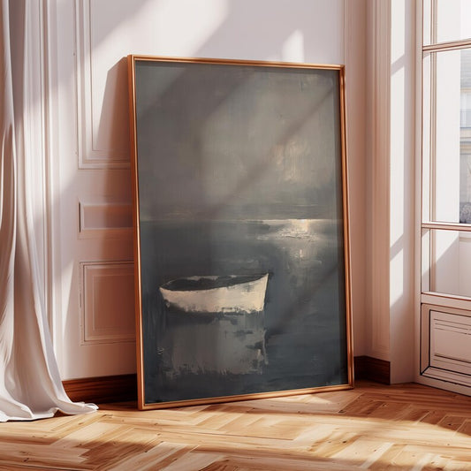 Serene Boat Digital Canvas Print