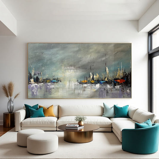 Misty Harbor Canvas Painting