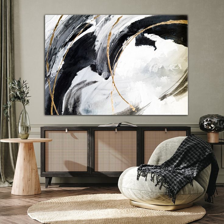 Real Canvas Golden Abstract Canvas Painting – theFanoon
