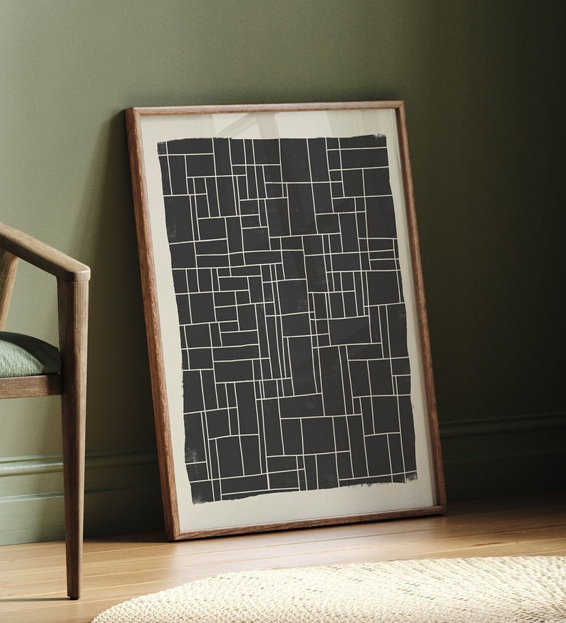 Noir Grid Canvas Painting