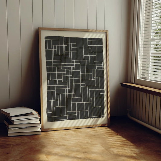 Noir Grid Canvas Painting