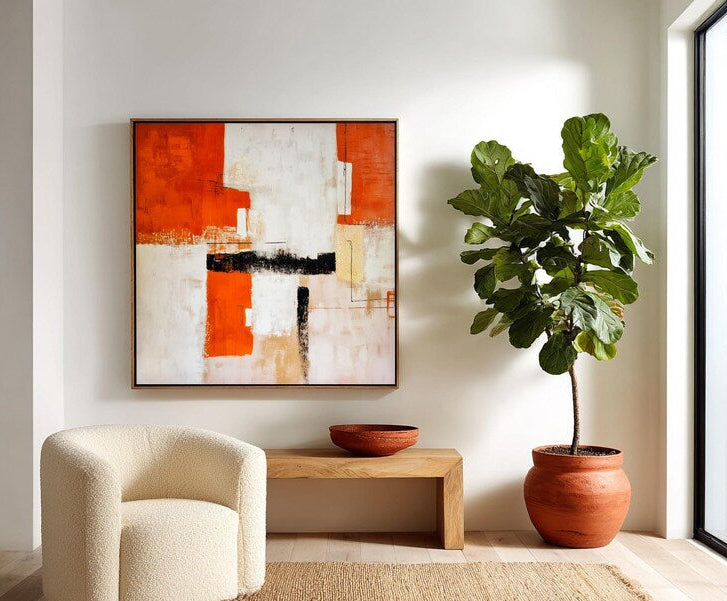 Crimson Blocks – Canvas Painting