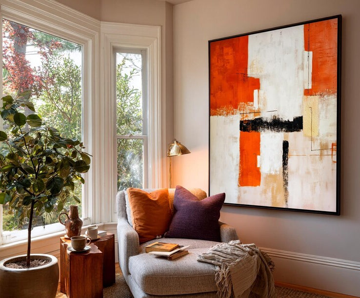 Crimson Blocks – Canvas Painting