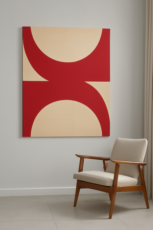Crimson Arc Canvas Painting