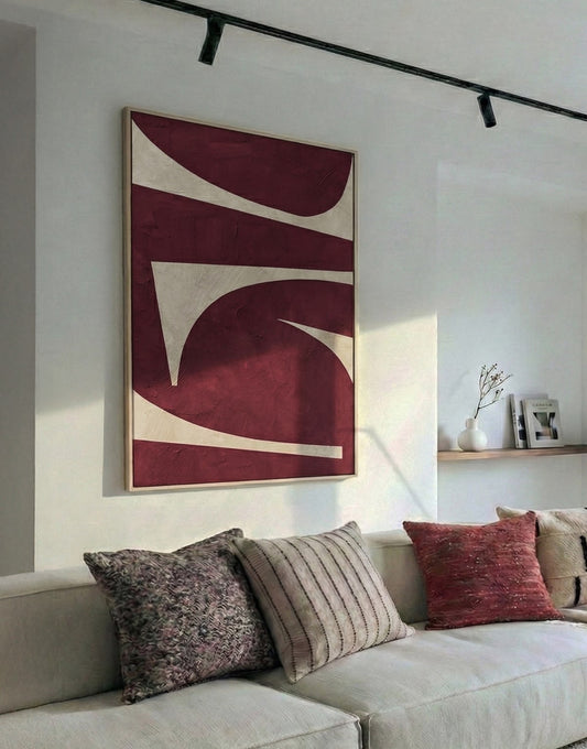Burgundy Arc Canvas Painting