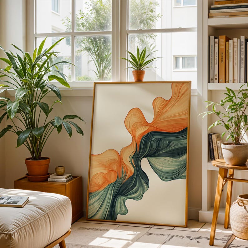 Orange & Green Swirled Canvas Print