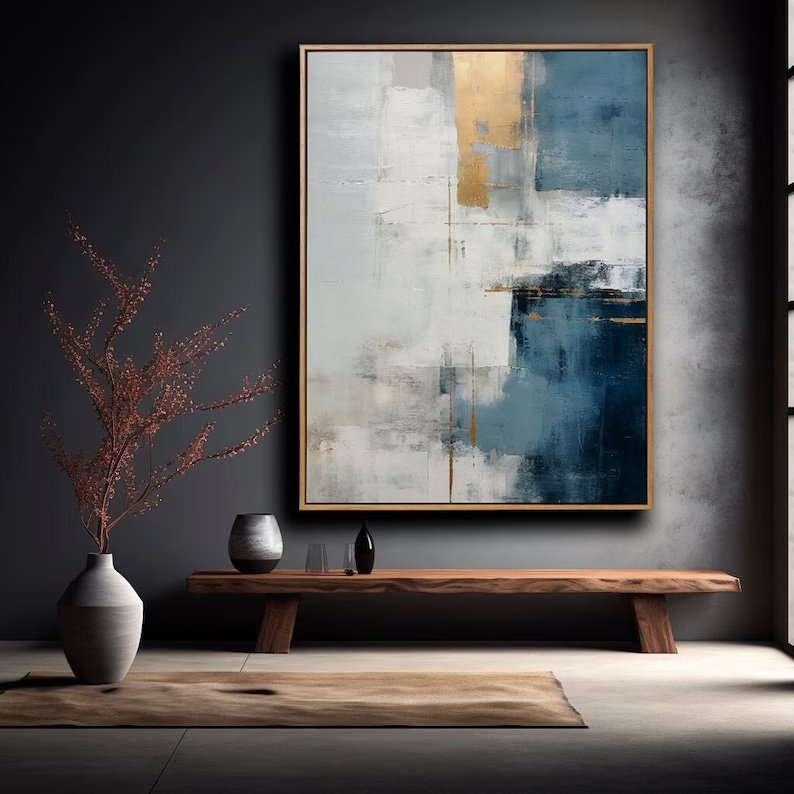 Blue and gold Abstract Art