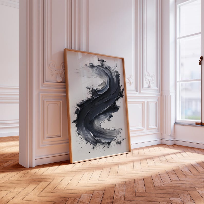 Dynamic Black Swirl Digital Print