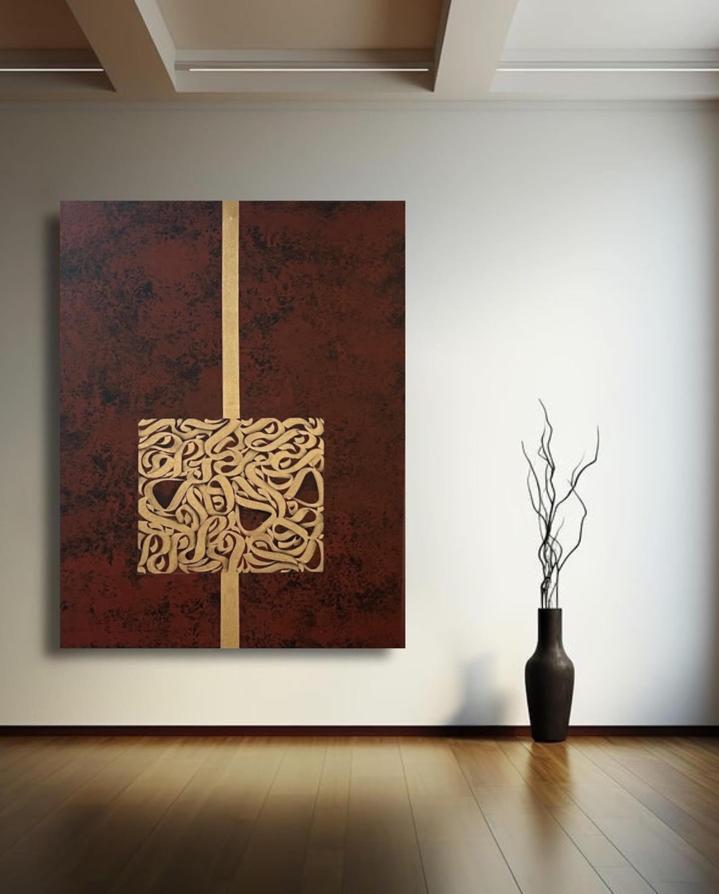 Gold Brown Modern Calligraphy Art – theFanoon