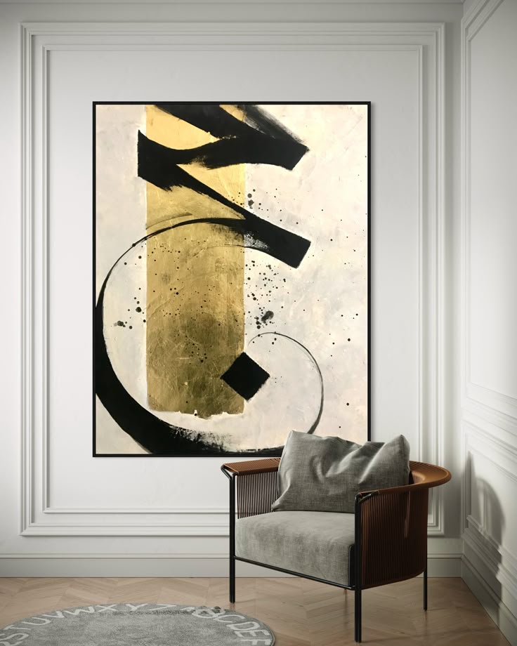 Gold and Black Abstract Calligraphy