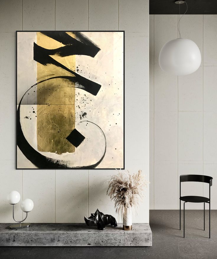 Gold and Black Abstract Calligraphy