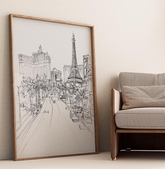 Eiffel Tower Line Art Canvas Painting