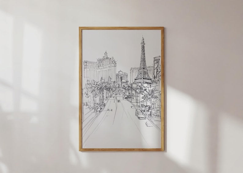 Eiffel Tower Line Art Canvas Painting