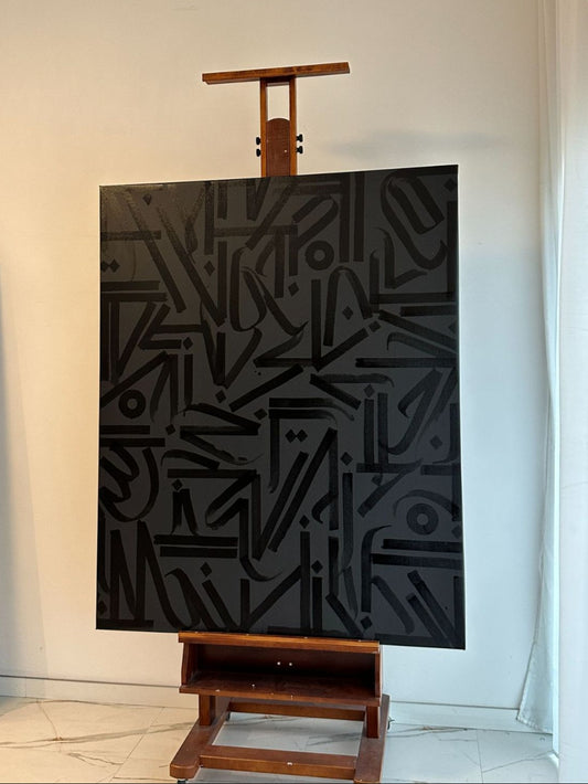 Bold Black Calligraphy Canvas Art