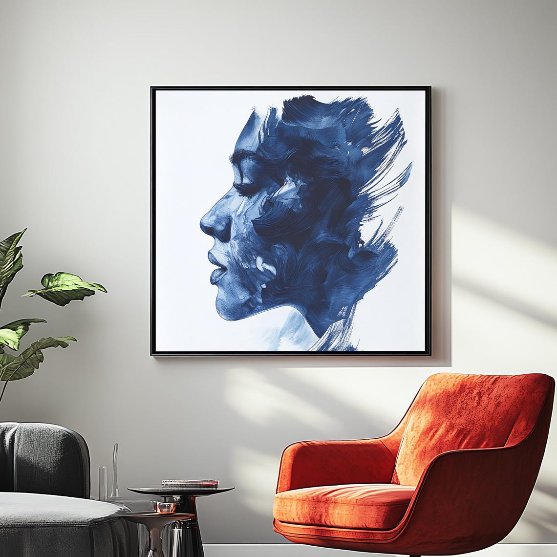 Blue Portrait Canvas Painting