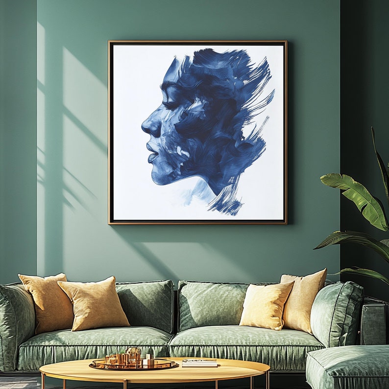 Blue Portrait Canvas Painting
