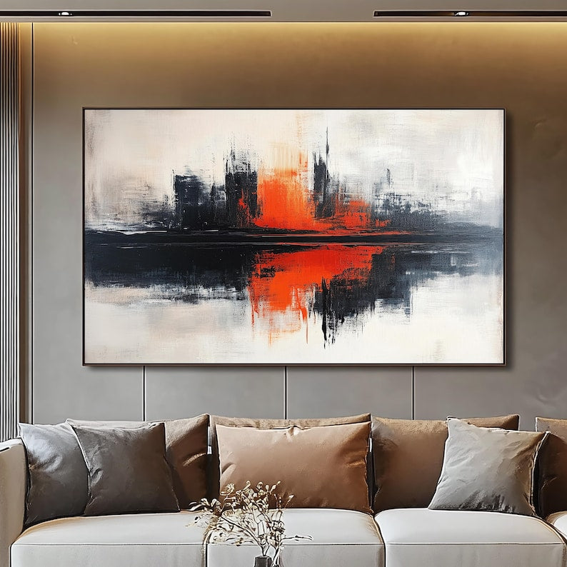 Fiery Reflection Canvas Painting