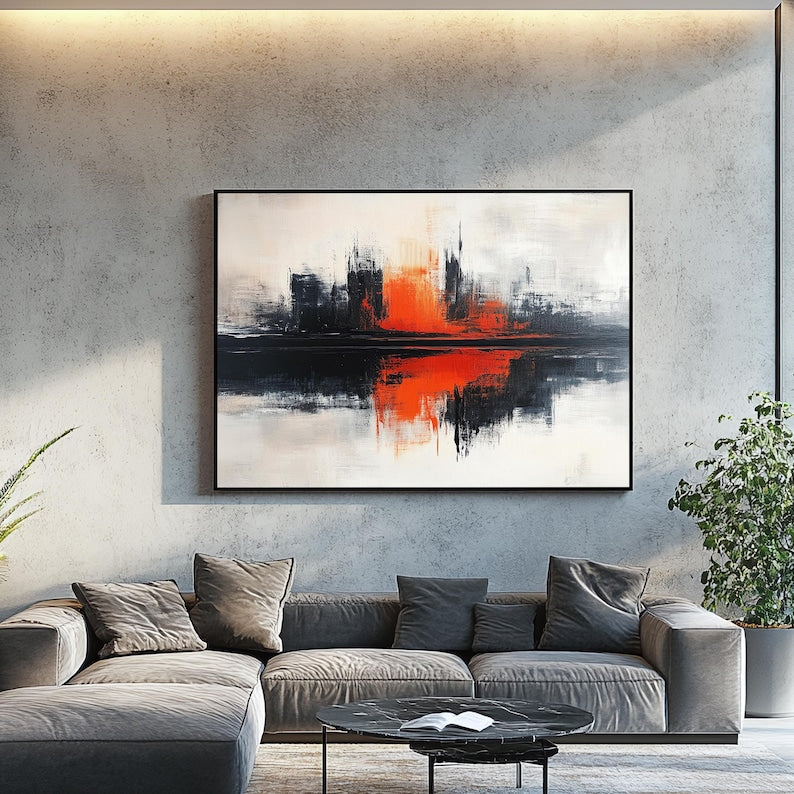 Fiery Reflection Canvas Painting
