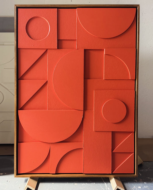 Crimson Grid 3D Wall Sculpture