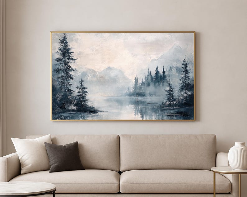 Misty Peaks Canvas Painting