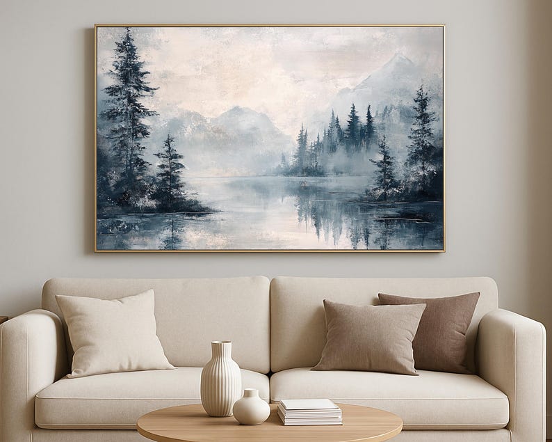 Misty Peaks Canvas Painting