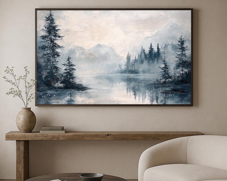 Misty Peaks Canvas Painting