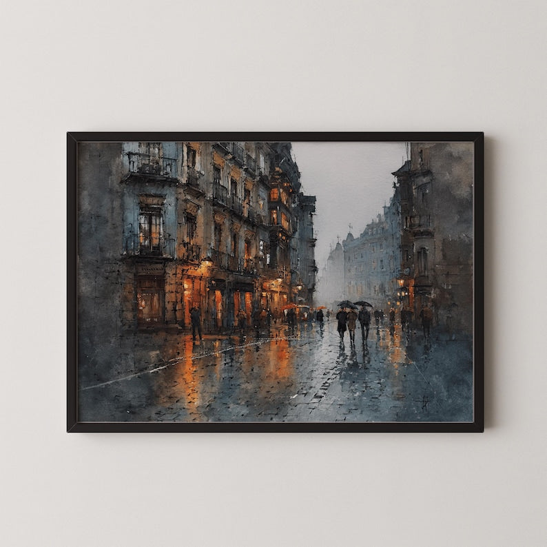 Rainy Street Canvas Painting