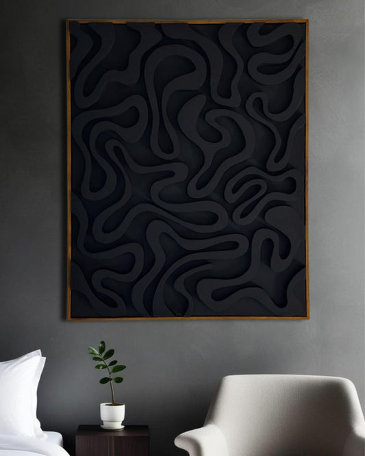 Noir Wave 3D Wall Sculpture