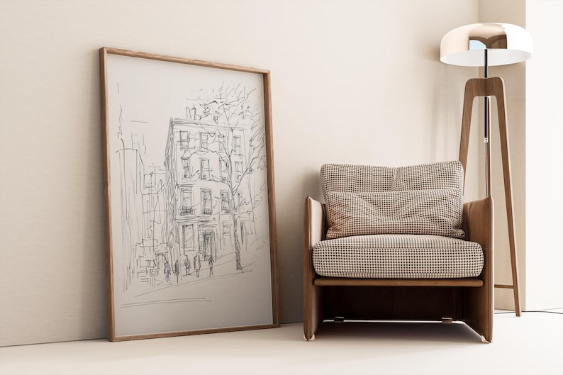 Urban Street Sketch Canvas Painting