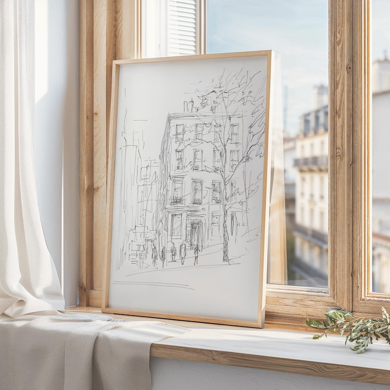 Urban Street Sketch Canvas Painting