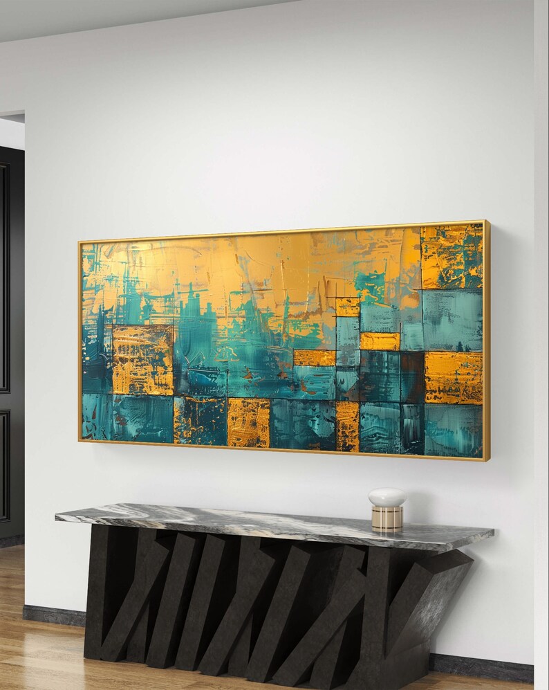 Gilded Grid Canvas Painting