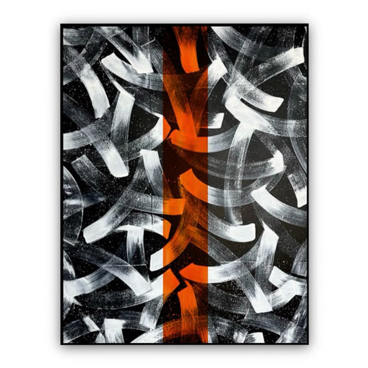 Expressive Black, White & Orange Calligraphy