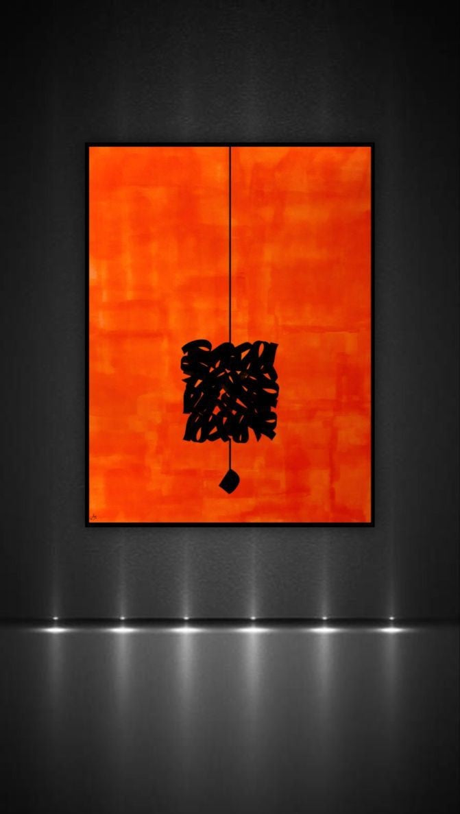 Orange Calligraphy Canvas Art